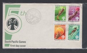 Papua New Guinea #419-22 (1975 Pacific Games set) unaddressed cachet FDC