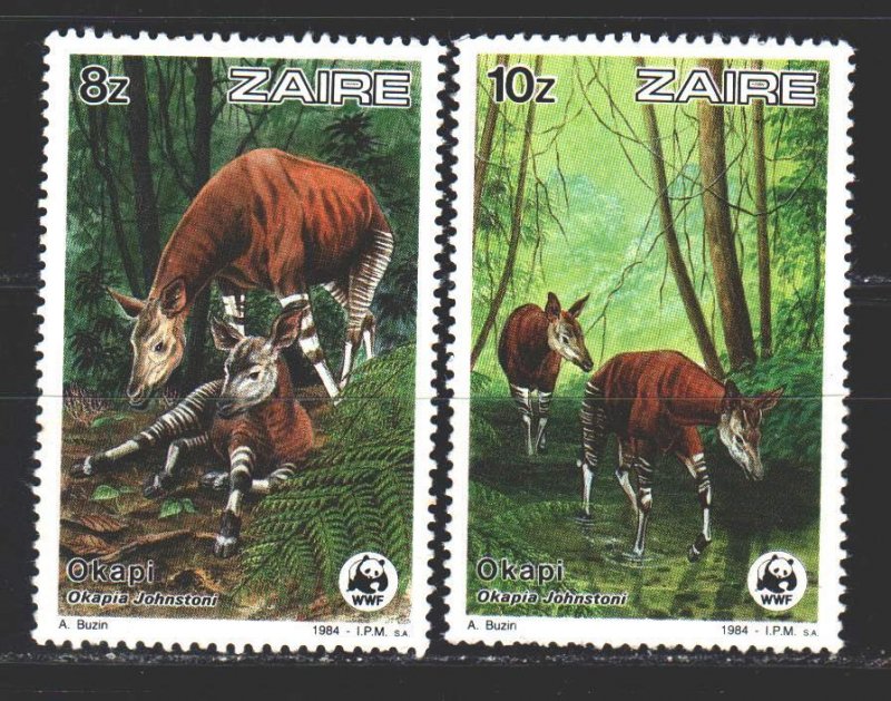 Kinshasa. 1984. 877-78 from the series. Okapi fauna. MNH.