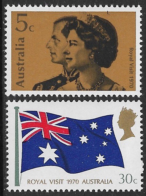 AUSTRALIA 1970 QE2 ROYAL VISIT Set Sc 474-475 MNH