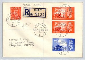 GB WALES KGVI Cover *ROYAL SHOW* Registered Cardiff 1948 MOBILE PO CDSs XE6