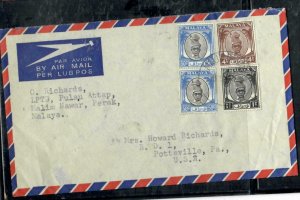 MALAYA PERAK COVER (P0409B) 1951  SULTAN 50CX2+4C+1C  MALIM  NAWAR  TO USA    