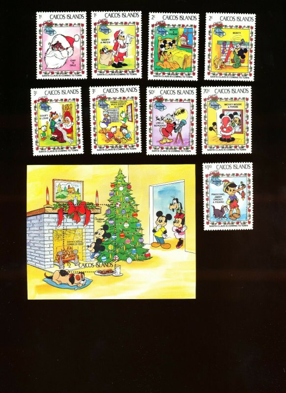 CAICOS ISLANDS - Sc 22-31, SG 30-38 & MS11 VFMNH. DISNEY Christmas Santa - 1983