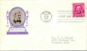 1940 Famous American FDC - Ralph Waldo Emerson - Author - F16704