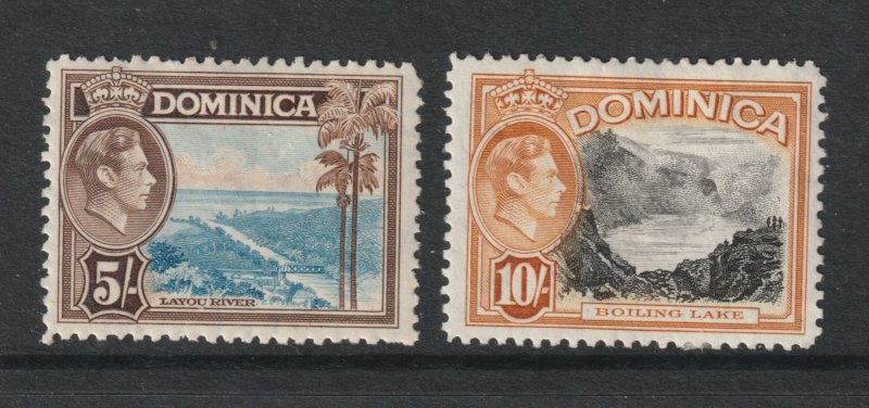 Dominica the MH 5/- & 10/- KHVI from 1938