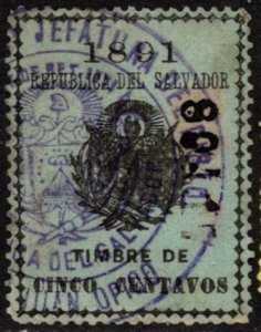 1891 El Salvador Revenue 5 Centavos General Stamp Duty