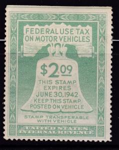 Federal use Tax on Motor Vehicles. 1941 $2.09 green  VF/NH