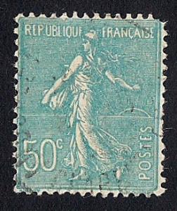 France #144 50C Sower, Dull Blue Stamp used VF