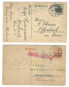 GERMANY POLAND OCCUPATION 1915 TWO POSTAL CARD FROM WLOCLAWEK TO OFFENBACH