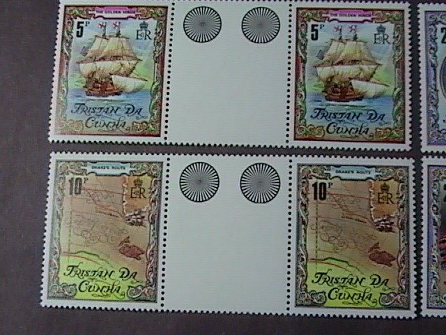 TRISTAN da CUNHA # 278-281-MINT/NH-COMPLETE SET OF CROSS GUTTER PAIRS--1980