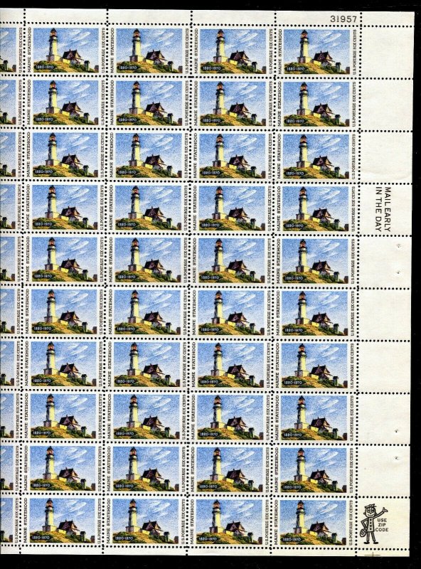 Scott # 1391 Maine Statehood 6¢ Sheet of 50 Stamps MNH 1970