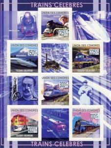 COMORES 2009 SHEET FAMOUS TRAINS HIGH SPEED TGV LOCOMOTIVES SIBERIAN cm9205a