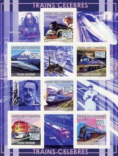 COMORES 2009 SHEET FAMOUS TRAINS HIGH SPEED TGV LOCOMOTIVES SIBERIAN cm9205a