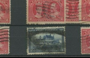 Tercentenary lot incl 5c VF Cat $125+ Canada used