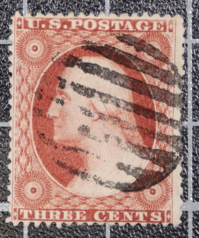 Scott 26a - 3 Cents Washington - Used - Nice Stamp - Grid Cancel SCV - $150.00 