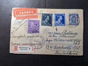 1944 Belgium Postcard to Buchenwald Auschwitz Concentration Camp Germany