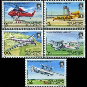 GUERNSEY-ALDERNEY 1985 - Scott# 18-22 Planes Set of 5 NH