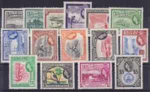 British Guiana Sc 253-267 MLH. 1954 QEII Definitives cplt VF