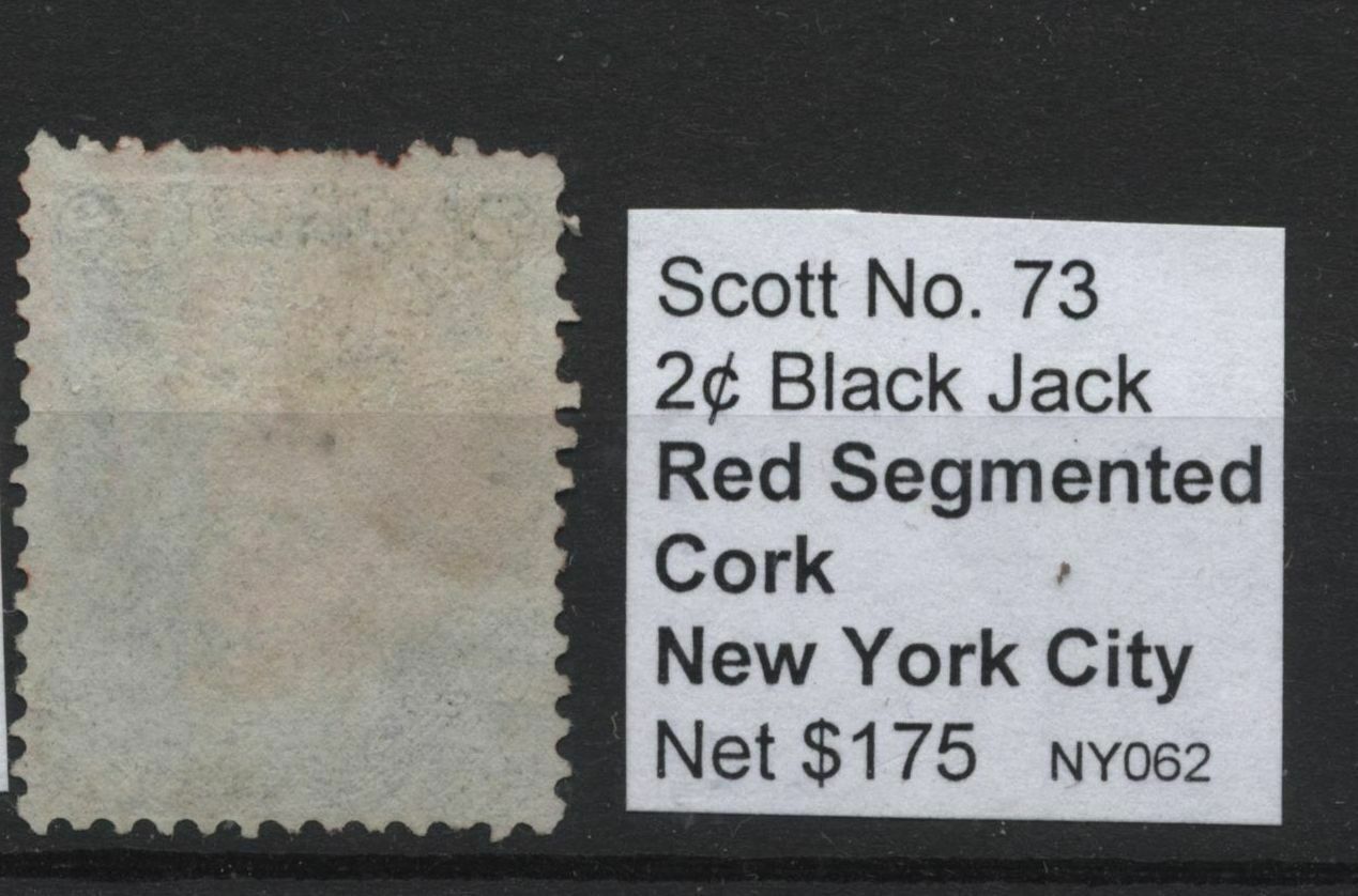 #73 2 cent blackjack red New York segmented cork cancel [M.27] | United ...