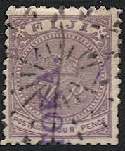 FIJI 1890 Sc 42 Used 4d Crown/VR Star cancel VF + sl (LAU)TOKA