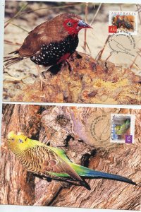AUSTRALIA 2001 BIRD SET OF FOUR MAXIMUM CARDS FIRST DAY CANCELED 