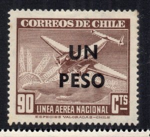 Chile 1920s-30s Airmail Issue Mint Hinged Shade 1P. Un Peso Surcharged NW-13525
