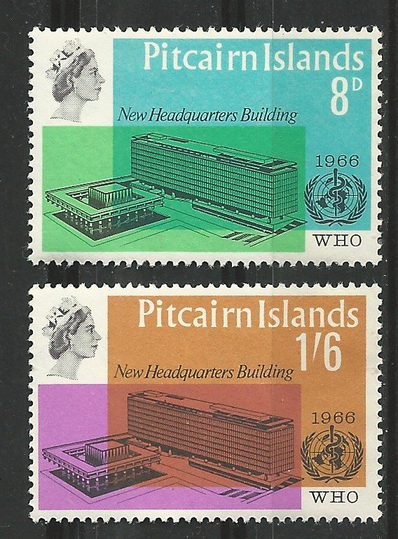 Pitcairn Island # 62-63  WHO Headquarters    (2) Mint NH