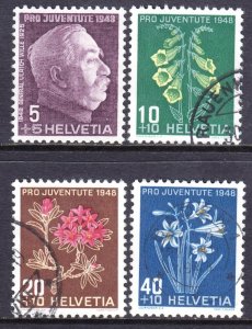 Switzerland 1948 Flowers Complete Used Set SC B179-B182 CV $6.95