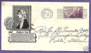 737 MOTHER'S DAY 3c 1934, WASH. D.C., C.S. ANDERSON FIRST DAY COVER...