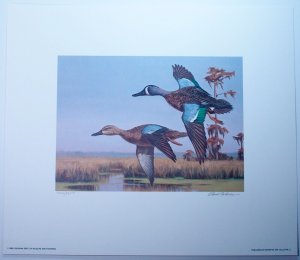 Louisiana #1-2 Hunting Permit $5 $7.50 Stamps Signed Artwork 1989 Ducks USA