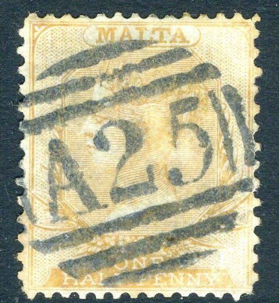 MALTA -1875 ½d Yellow-Buff Sg 10  GOOD USED  V18843