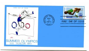 C97 31c High Jumper, Olympics 1980, Colonial, FDC