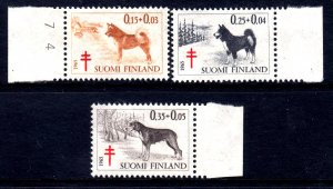 Finland 1965 Tuberculosis Fund - Dogs Complete Mint MNH Set SC B173-B175