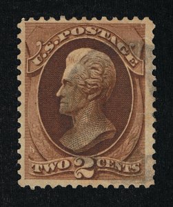 OUTSTANDING GENUINE SCOTT #157 VF-XF USED 1873 JACKSON BROWN CBNC PRINTING