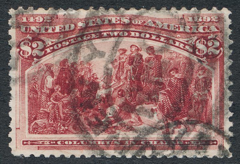UNITED STATES 242 USED, $2 COLUMBIAN , VF, SMALL THIN