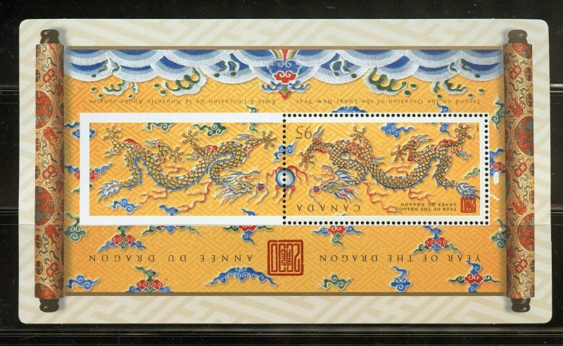 CANADA  DRAGON LUNAR NEW YEAR  SOUVENIR SHEET SCOTT #1837 MINT NEVER HINGED 