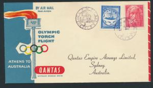 1956 Qantas Olympic torch Flight Athens Melbourne AAMC 1362 SPECIAL - please ...