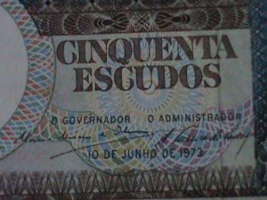 ​ANGOLA-1973-BANK OF ANGOLA-UN -CIRCULATED-$50 ESCUDOS -VERY FINE