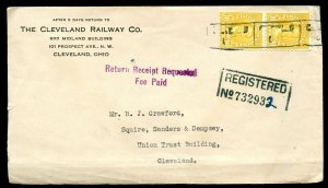 U.S. Scott 642 (2) on 1934 Registered Ad Cover for Cleveland Railway Co.