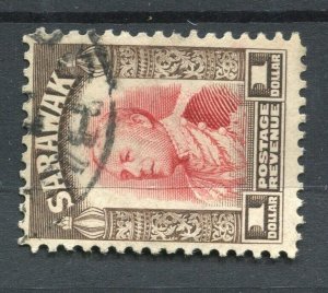 SARAWAK; 1930s early Brooke issue fine used $1. value