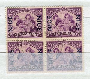 NIUE; 1940s early GVI pictorial issue used CTO 2d. BLOCK of 4