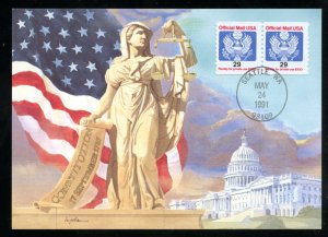 US O145 29c Official Mail FDI 5/24/91 UA Unicover Maximum card