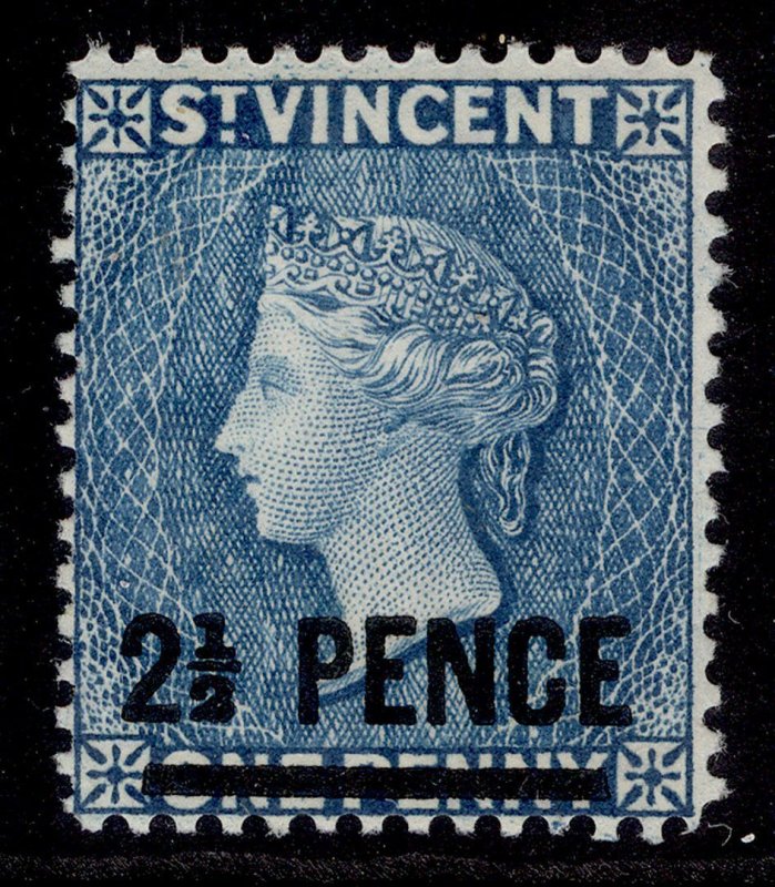 ST. VINCENT QV SG49, 2½d on 1d milky blue, LH MINT. Cat £35.