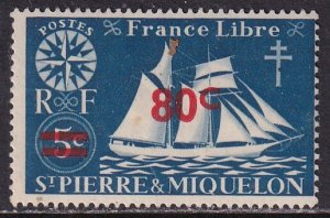 St Pierre & Miquelon (1945) #316 MH; Scott number pencil on gum