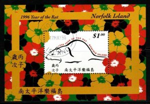 NORFOLK ISLAND SGMS619 1996 CHINESE NEW YEAR. YEAR OF THE RAT FINE USED