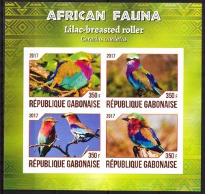Gabon Gabonaise 2017 African Fauna Birds Roller Sheet Imperf. MNH Cinderella