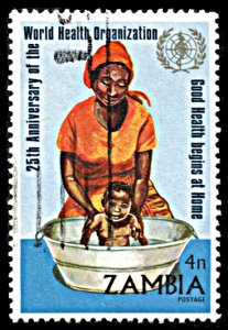 Zambia 108, used, 25th Anniversary of World Health Organization