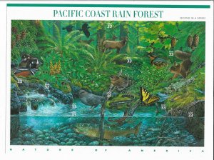 US 2000 Sheet Wildlife of Pacific Coast Rainforest,Scott # 3378,XF MNH**