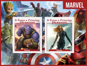 Stamps.Cinema.Marvel  1+1 sheets perf 2021 year  Sao Tome