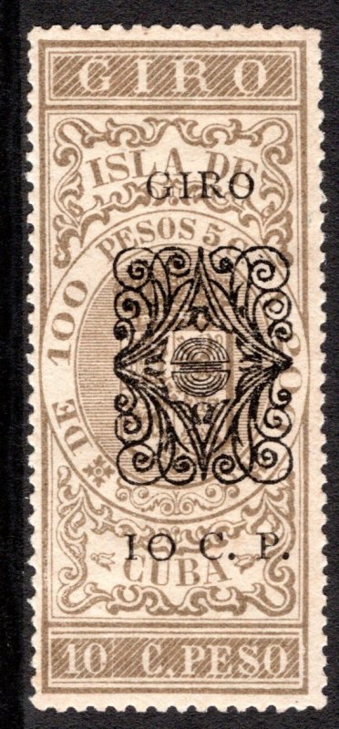 Cuba, Drafts, #125, 10, Type I o/p, VF, Revenue Stamp