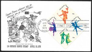 UNITED STATES FDC 13¢ Dance BLOCK 1978 RHS